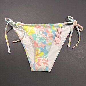 Victoria Secret Medium M Bikini Bottom Cheeky Side Tie Camo Pastel Blue Pink